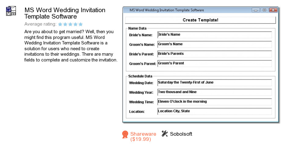 MS Word Wedding Invitation Template Software