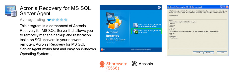 Acronis Recovery for MS SQL Server Agent