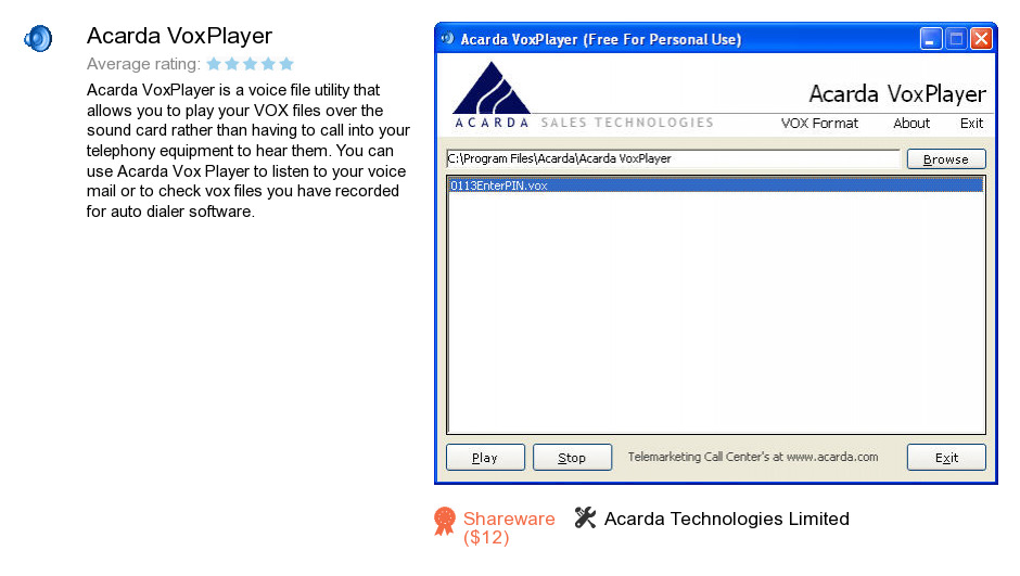 Acarda VoxPlayer