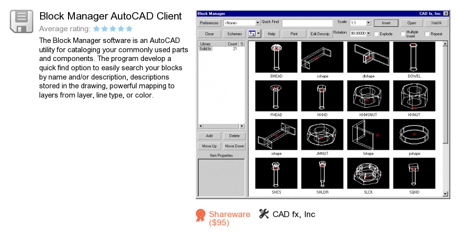 Block Manager AutoCAD Client