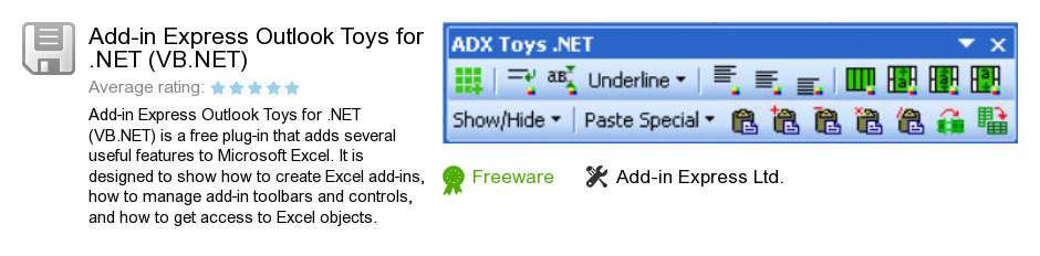 Add-in Express Outlook Toys for .NET (VB.NET)