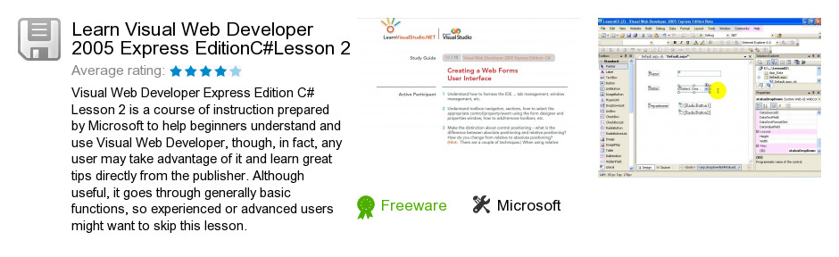 Learn Visual Web Developer 2005 Express EditionC#Lesson 2