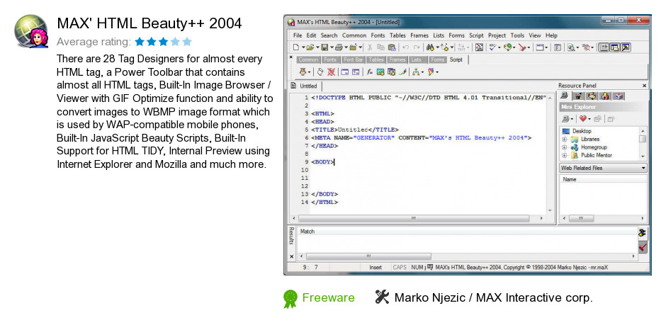 MAX's HTML Beauty++ 2004