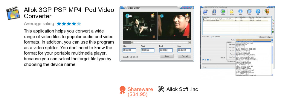 Allok 3GP PSP MP4 iPod Video Converter