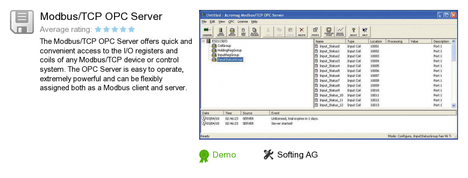 Modbus/TCP OPC Server