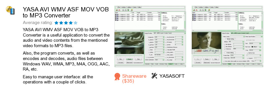 YASA AVI WMV ASF MOV VOB to MP3 Converter