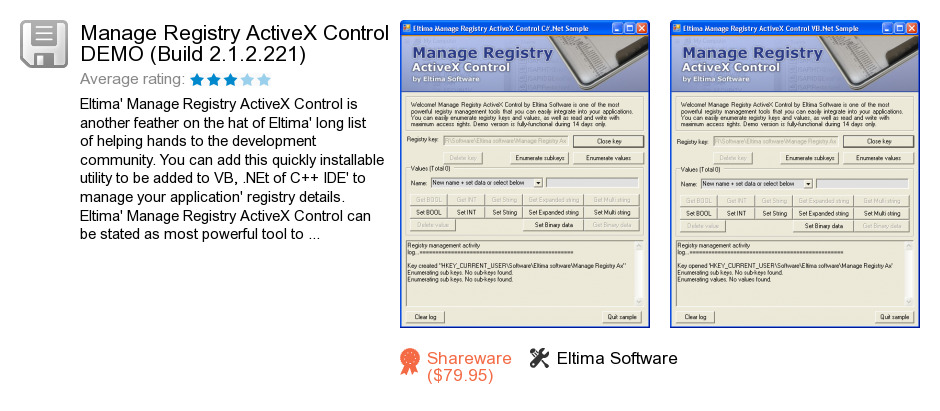 Manage Registry ActiveX Control DEMO (Build 2.1.2.221)